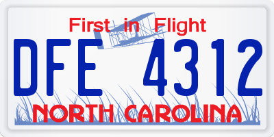 NC license plate DFE4312