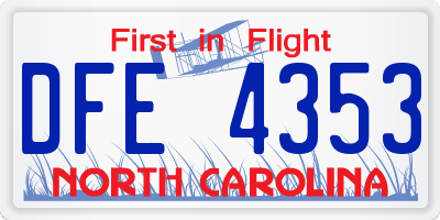 NC license plate DFE4353