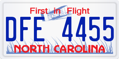 NC license plate DFE4455
