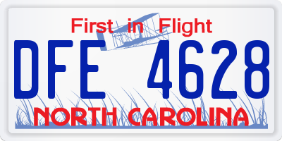 NC license plate DFE4628