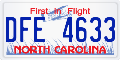 NC license plate DFE4633