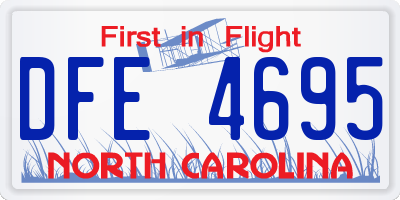 NC license plate DFE4695