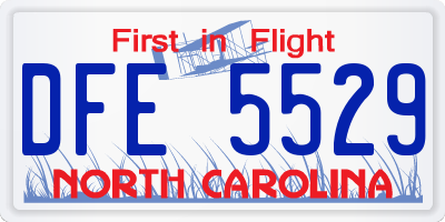 NC license plate DFE5529
