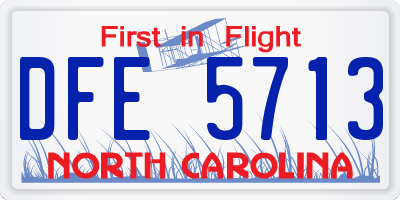 NC license plate DFE5713
