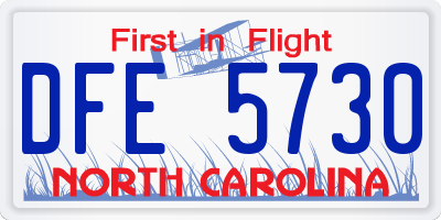NC license plate DFE5730