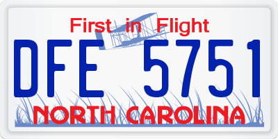 NC license plate DFE5751