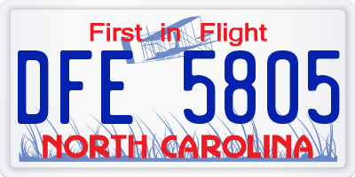 NC license plate DFE5805