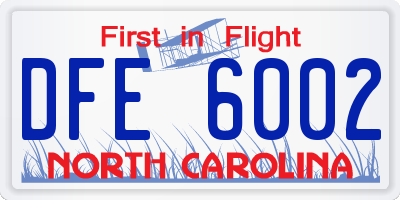 NC license plate DFE6002