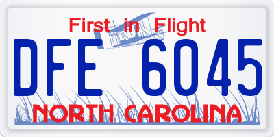 NC license plate DFE6045