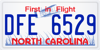 NC license plate DFE6529
