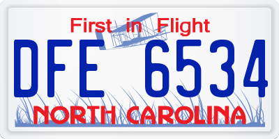 NC license plate DFE6534