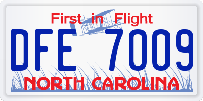 NC license plate DFE7009
