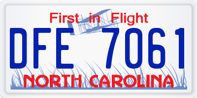 NC license plate DFE7061