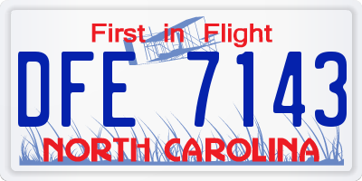 NC license plate DFE7143