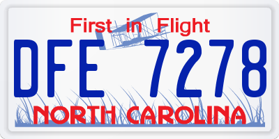 NC license plate DFE7278