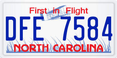 NC license plate DFE7584
