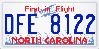 NC license plate DFE8122