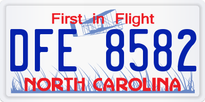 NC license plate DFE8582