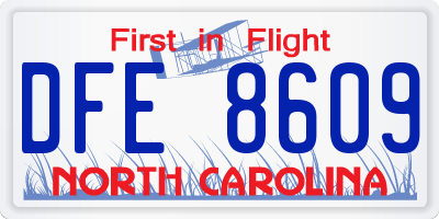 NC license plate DFE8609
