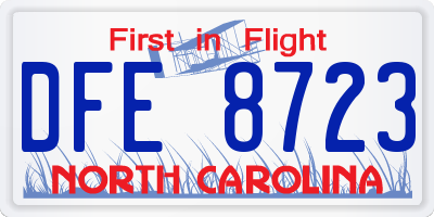 NC license plate DFE8723
