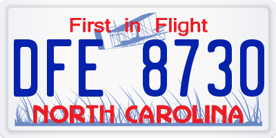 NC license plate DFE8730