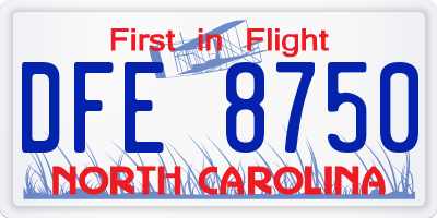 NC license plate DFE8750