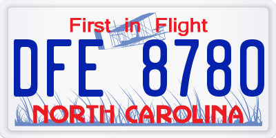 NC license plate DFE8780