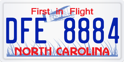 NC license plate DFE8884