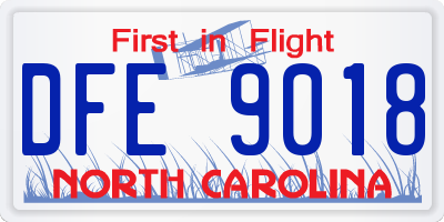 NC license plate DFE9018
