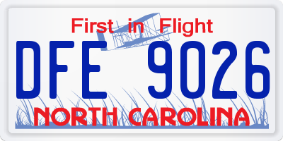 NC license plate DFE9026