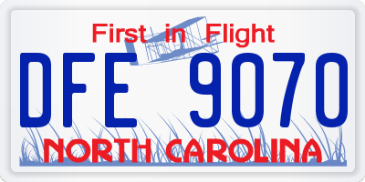 NC license plate DFE9070