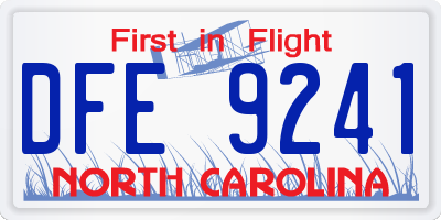 NC license plate DFE9241