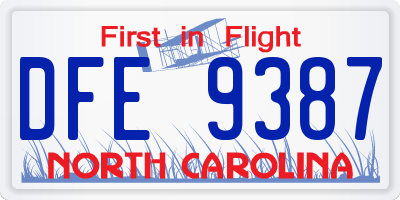 NC license plate DFE9387