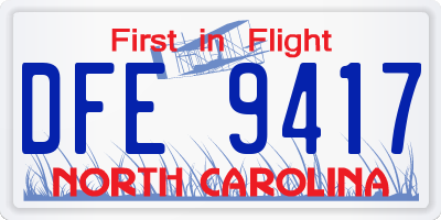 NC license plate DFE9417
