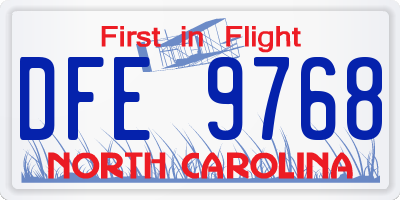 NC license plate DFE9768