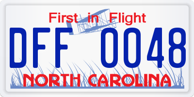NC license plate DFF0048