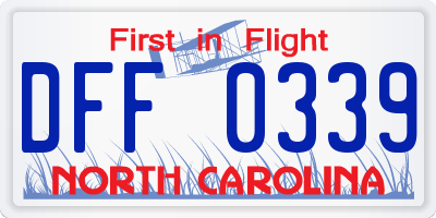 NC license plate DFF0339