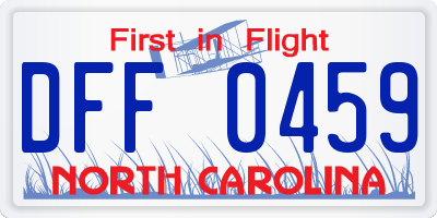 NC license plate DFF0459