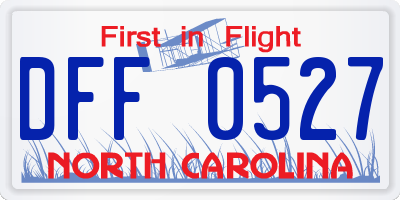 NC license plate DFF0527