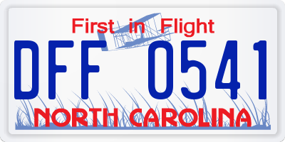 NC license plate DFF0541