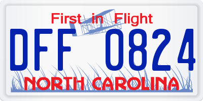 NC license plate DFF0824