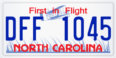 NC license plate DFF1045