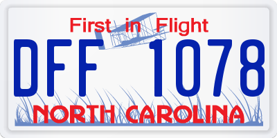 NC license plate DFF1078