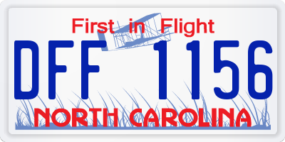NC license plate DFF1156