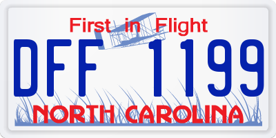 NC license plate DFF1199