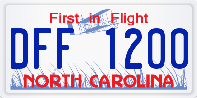 NC license plate DFF1200