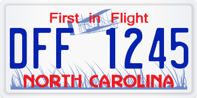 NC license plate DFF1245