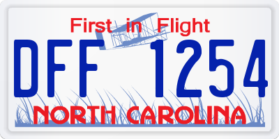 NC license plate DFF1254