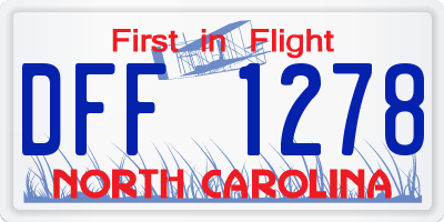 NC license plate DFF1278