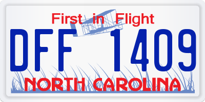 NC license plate DFF1409